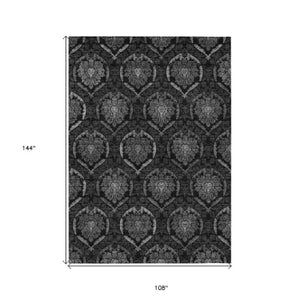 Homeroots 3' Black Gray And Brown Medallion Washable Area Rug - Versatile Indoor Outdoor Decorative Touch 9' X 12' Polyester 587714