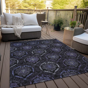 Homeroots 3' Black Gray And Brown Medallion Washable Area Rug - Versatile Indoor Outdoor Decorative Touch 3' X 5' Polyester 587716