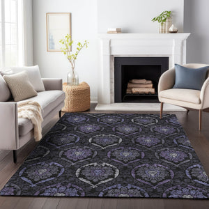 Homeroots 3' Black Gray And Brown Medallion Washable Area Rug - Versatile Indoor Outdoor Decorative Touch 3' X 5' Polyester 587716