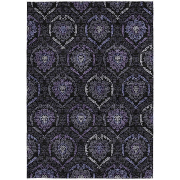 Homeroots 3' Black Gray And Brown Medallion Washable Area Rug - Versatile Indoor Outdoor Decorative Touch 5' X 8' Polyester 587717