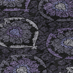 Homeroots 3' Black Gray And Brown Medallion Washable Area Rug - Versatile Indoor Outdoor Decorative Touch 8' Round Polyester 587718