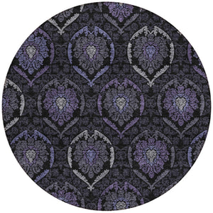 Homeroots 3' Black Gray And Brown Medallion Washable Area Rug - Versatile Indoor Outdoor Decorative Touch 8' Round Polyester 587718