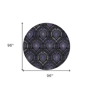 Homeroots 3' Black Gray And Brown Medallion Washable Area Rug - Versatile Indoor Outdoor Decorative Touch 8' Round Polyester 587718