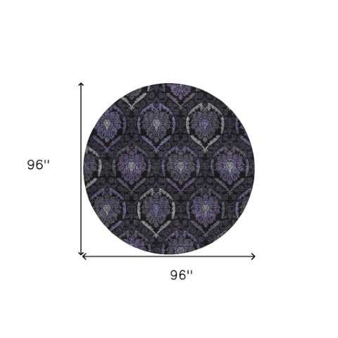 Homeroots 3' Black Gray And Brown Medallion Washable Area Rug - Versatile Indoor Outdoor Decorative Touch 8' Round Polyester 587718