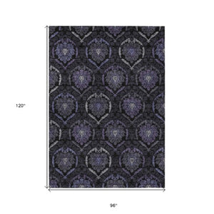 Homeroots 3' Black Gray And Brown Medallion Washable Area Rug - Versatile Indoor Outdoor Decorative Touch 8' X 10' Polyester 587719