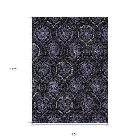 Homeroots 3' Black Gray And Brown Medallion Washable Area Rug - Versatile Indoor Outdoor Decorative Touch 8' X 10' Polyester 587719