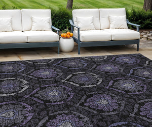 Homeroots 3' Black Gray And Brown Medallion Washable Area Rug - Versatile Indoor Outdoor Decorative Touch 8' X 10' Polyester 587719