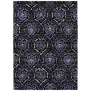 HomeRoots 5' Medallion Area Rug in Purple, Charcoal & Gray – Durable, Washable for Indoor/Outdoor Use 8' X 10' 587719