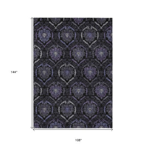 Homeroots 3' Black Gray And Brown Medallion Washable Area Rug - Versatile Indoor Outdoor Decorative Touch 9' X 12' Polyester 587720