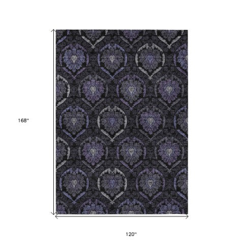 Homeroots 3' Black Gray And Brown Medallion Washable Area Rug - Versatile Indoor Outdoor Decorative Touch 10' X 14' Polyester 587721