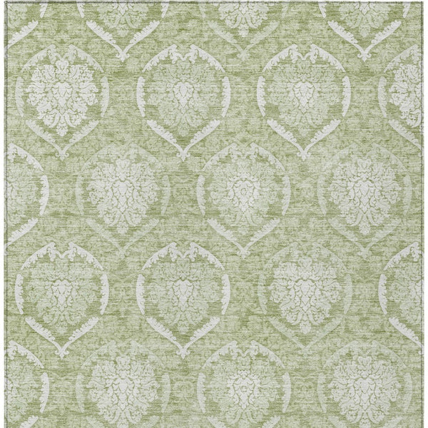 Homeroots 3' Artichoke Green Medallion Washable Area Rug For Indoor And Outdoor Spaces - Durable & Stylish 3' X 5' Polyester 587722