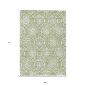 Homeroots 3' Artichoke Green Medallion Washable Area Rug For Indoor And Outdoor Spaces - Durable & Stylish 8' X 10' Polyester 587725