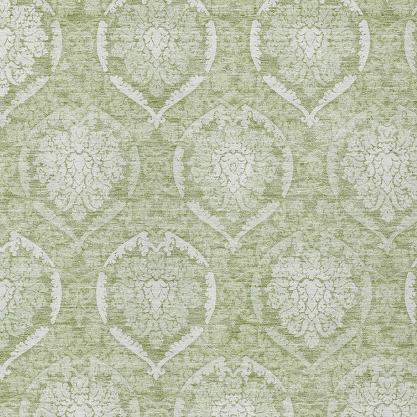 Homeroots 3' Artichoke Green Medallion Washable Area Rug For Indoor And Outdoor Spaces - Durable & Stylish 8' X 10' Polyester 587725