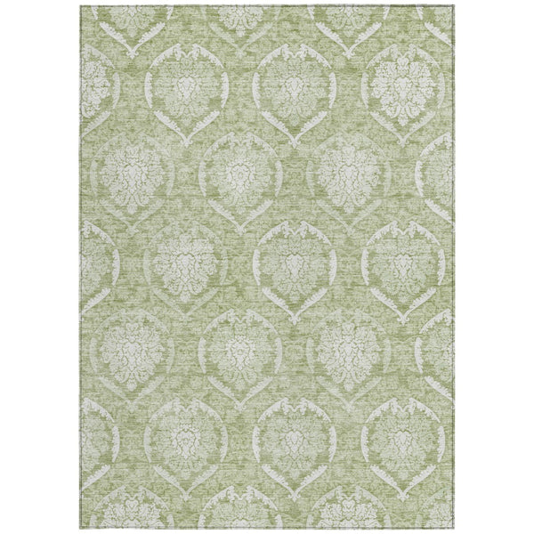 Homeroots 3' Artichoke Green Medallion Washable Area Rug For Indoor And Outdoor Spaces - Durable & Stylish 9' X 12' Polyester 587726