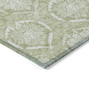 Homeroots 3' Artichoke Green Medallion Washable Area Rug For Indoor And Outdoor Spaces - Durable & Stylish 9' X 12' Polyester 587726