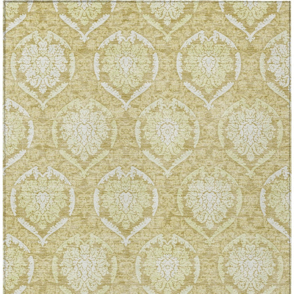 Homeroots 3' Artichoke Green Medallion Washable Area Rug For Indoor And Outdoor Spaces - Durable & Stylish 3' X 5' Polyester 587728