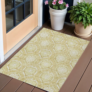 Homeroots 3' Artichoke Green Medallion Washable Area Rug For Indoor And Outdoor Spaces - Durable & Stylish 3' X 5' Polyester 587728