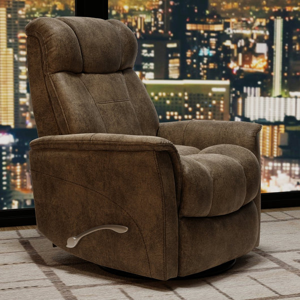 English Elm Global Home Swivel Glider Recliner With Adjustable Headrest & Footrest In Stylish Texas Slate Fabric B339P323113