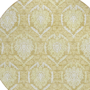 Homeroots 3' Artichoke Green Medallion Washable Area Rug For Indoor And Outdoor Spaces - Durable & Stylish 8' Round Polyester 587730