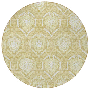 Homeroots 3' Artichoke Green Medallion Washable Area Rug For Indoor And Outdoor Spaces - Durable & Stylish 8' Round Polyester 587730