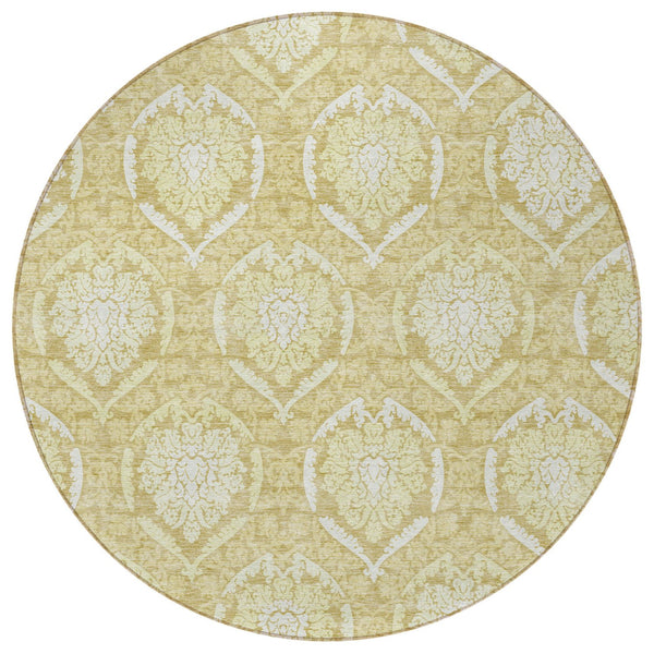 Homeroots 3' Artichoke Green Medallion Washable Area Rug For Indoor And Outdoor Spaces - Durable & Stylish 8' Round Polyester 587730