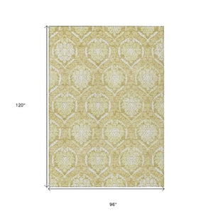 Homeroots 3' Artichoke Green Medallion Washable Area Rug For Indoor And Outdoor Spaces - Durable & Stylish 8' X 10' Polyester 587731