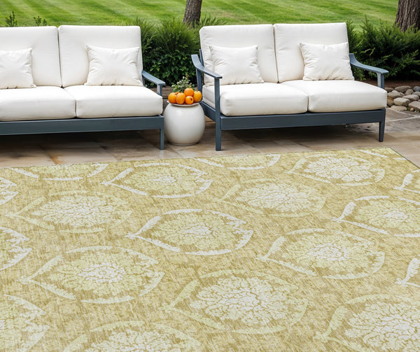 Homeroots 3' Artichoke Green Medallion Washable Area Rug For Indoor And Outdoor Spaces - Durable & Stylish 8' X 10' Polyester 587731