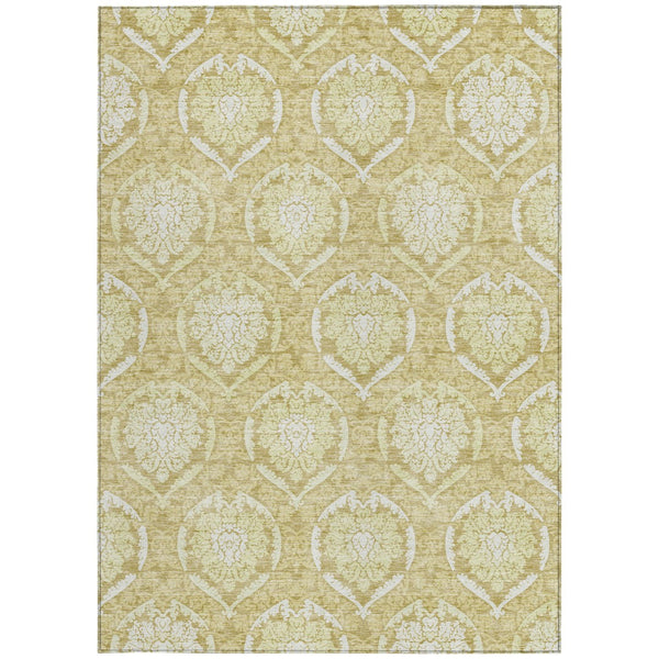 Homeroots 3' Artichoke Green Medallion Washable Area Rug For Indoor And Outdoor Spaces - Durable & Stylish 9' X 12' Polyester 587732