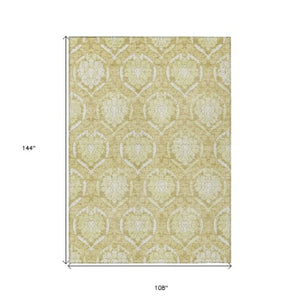 Homeroots 3' Artichoke Green Medallion Washable Area Rug For Indoor And Outdoor Spaces - Durable & Stylish 9' X 12' Polyester 587732
