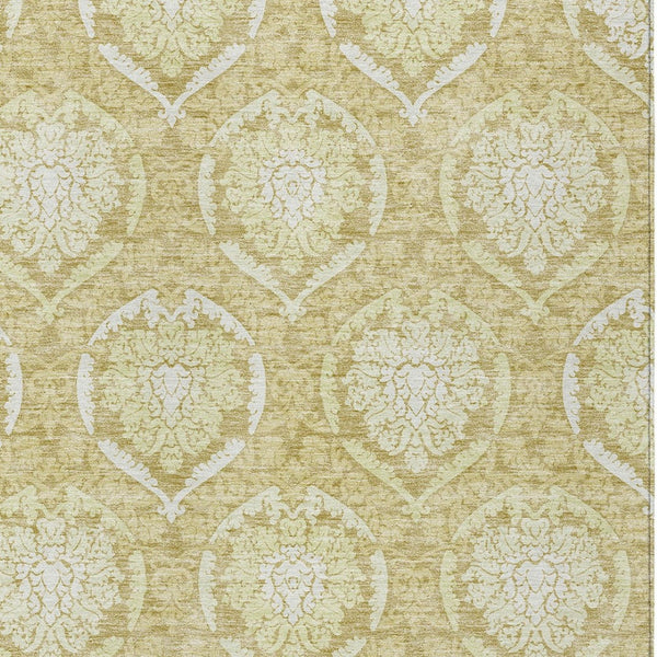 Homeroots 3' Artichoke Green Medallion Washable Area Rug For Indoor And Outdoor Spaces - Durable & Stylish 9' X 12' Polyester 587732