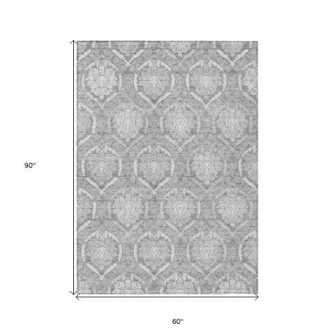 Homeroots 3' Artichoke Green Medallion Washable Area Rug For Indoor And Outdoor Spaces - Durable & Stylish 5' X 8' Polyester 587735