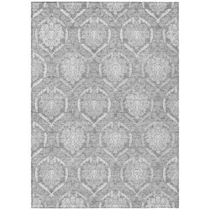 HomeRoots 5' Gray and Silver Medallion Indoor Outdoor Area Rug - Elegant, Washable, and Durable for All Spaces 5' X 8' 587735