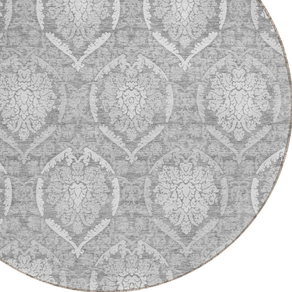 Homeroots 3' Artichoke Green Medallion Washable Area Rug For Indoor And Outdoor Spaces - Durable & Stylish 8' Round Polyester 587736