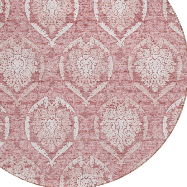 Homeroots 3' Artichoke Green Medallion Washable Area Rug For Indoor And Outdoor Spaces - Durable & Stylish 8' Round Polyester 587742