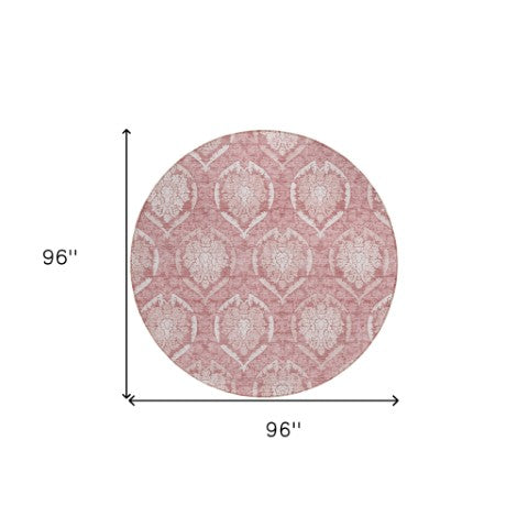 Homeroots 3' Artichoke Green Medallion Washable Area Rug For Indoor And Outdoor Spaces - Durable & Stylish 8' Round Polyester 587742