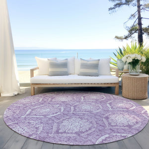 Homeroots 3' Artichoke Green Medallion Washable Area Rug For Indoor And Outdoor Spaces - Durable & Stylish 8' Round Polyester 587748