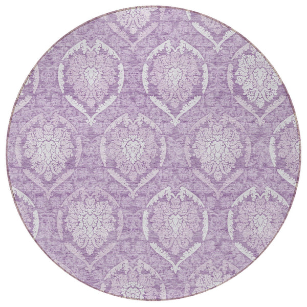 Homeroots 3' Artichoke Green Medallion Washable Area Rug For Indoor And Outdoor Spaces - Durable & Stylish 8' Round Polyester 587748