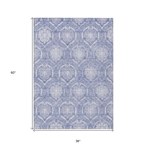 Homeroots 3' Artichoke Green Medallion Washable Area Rug For Indoor And Outdoor Spaces - Durable & Stylish 3' X 5' Polyester 587752