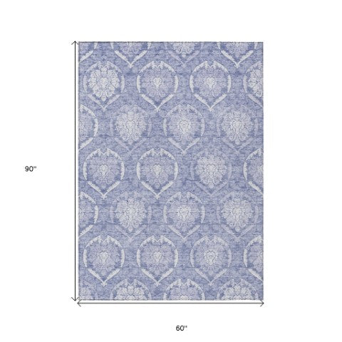 Homeroots 3' Artichoke Green Medallion Washable Area Rug For Indoor And Outdoor Spaces - Durable & Stylish 5' X 8' Polyester 587753