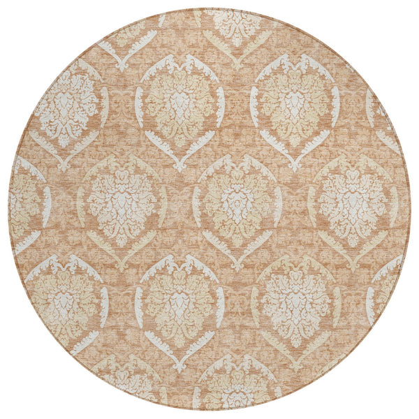 Homeroots 3' Artichoke Green Medallion Washable Area Rug For Indoor And Outdoor Spaces - Durable & Stylish 8' Round Polyester 587760