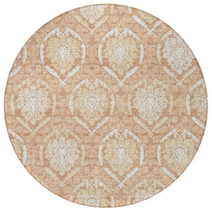 Homeroots 3' Artichoke Green Medallion Washable Area Rug For Indoor And Outdoor Spaces - Durable & Stylish 8' Round Polyester 587760