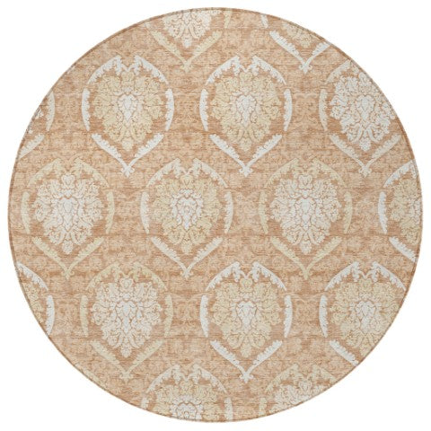 Homeroots 3' Artichoke Green Medallion Washable Area Rug For Indoor And Outdoor Spaces - Durable & Stylish 8' Round Polyester 587760
