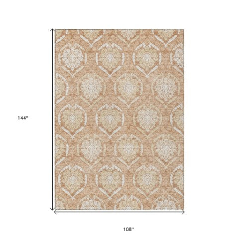 Homeroots 3' Artichoke Green Medallion Washable Area Rug For Indoor And Outdoor Spaces - Durable & Stylish 9' X 12' Polyester 587762