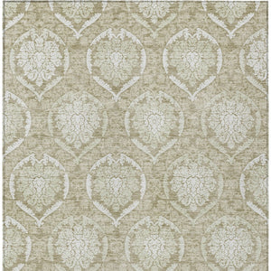 Homeroots 3' Artichoke Green Medallion Washable Area Rug For Indoor And Outdoor Spaces - Durable & Stylish 5' X 8' Polyester 587765