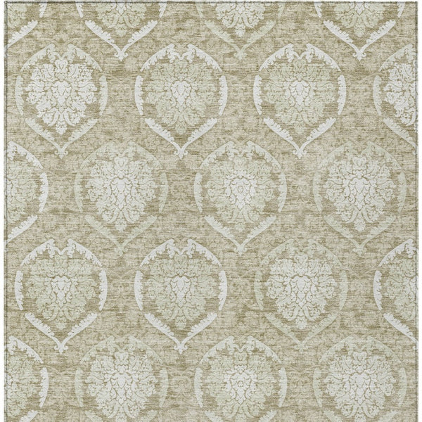 Homeroots 3' Artichoke Green Medallion Washable Area Rug For Indoor And Outdoor Spaces - Durable & Stylish 5' X 8' Polyester 587765