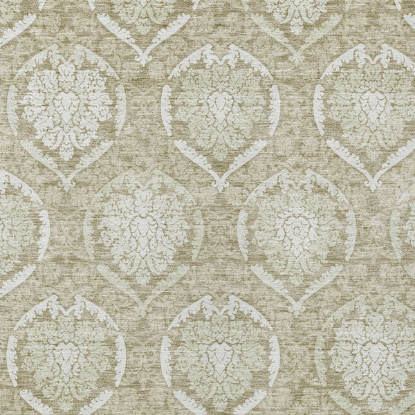 Homeroots 3' Artichoke Green Medallion Washable Area Rug For Indoor And Outdoor Spaces - Durable & Stylish 5' X 8' Polyester 587765