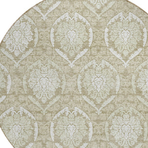 Homeroots 3' Artichoke Green Medallion Washable Area Rug For Indoor And Outdoor Spaces - Durable & Stylish 8' Round Polyester 587766
