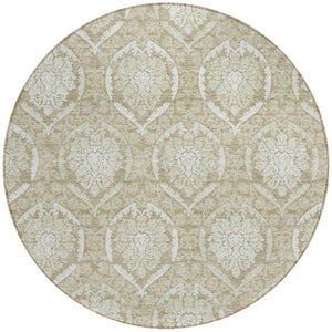 Homeroots 3' Artichoke Green Medallion Washable Area Rug For Indoor And Outdoor Spaces - Durable & Stylish 8' Round Polyester 587766