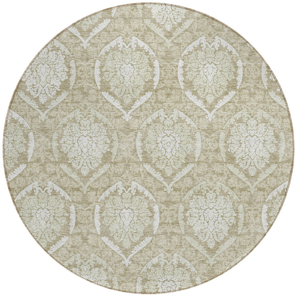 Homeroots 3' Artichoke Green Medallion Washable Area Rug For Indoor And Outdoor Spaces - Durable & Stylish 8' Round Polyester 587766
