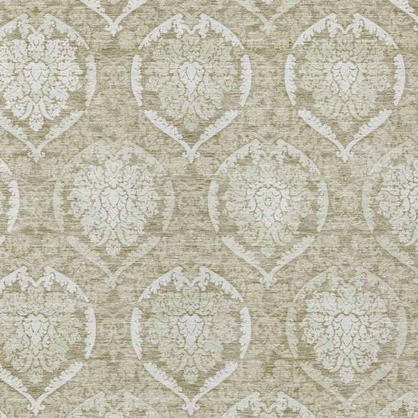 Homeroots 3' Artichoke Green Medallion Washable Area Rug For Indoor And Outdoor Spaces - Durable & Stylish 9' X 12' Polyester 587768